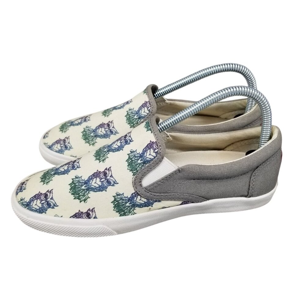 Bucketfeet Shoes Womens 7 Gray Midnight Owl Canvas  CoCo Chanel-Morton Slip On